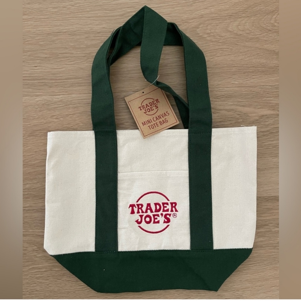 Trader Joe’s Mini Canvas Tote Bag GREEN - NEW With Tag